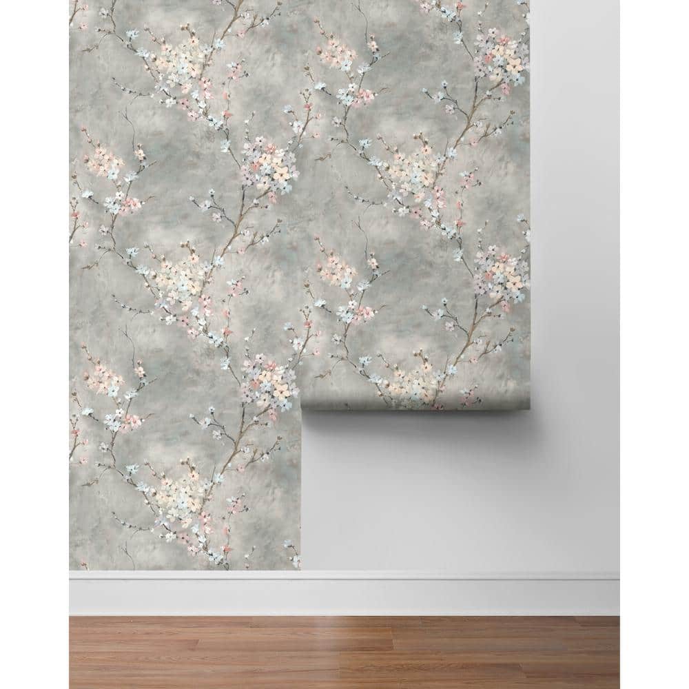 Harry & Grace Grey Floral Blossom Peel and Stick Wallpaper