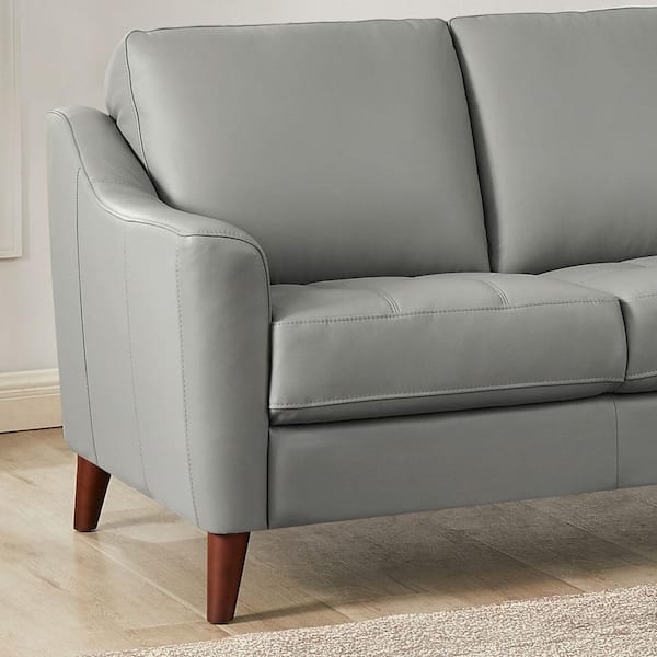 Grey leather 3 discount and 2 seater sofa