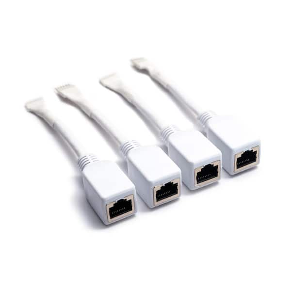 LITCESSORY RJ45 to 6-Pin Ethernet Cable Adapter for Nanoleaf Essentials Lightstrips (4 Pack - 2 Pairs, White)