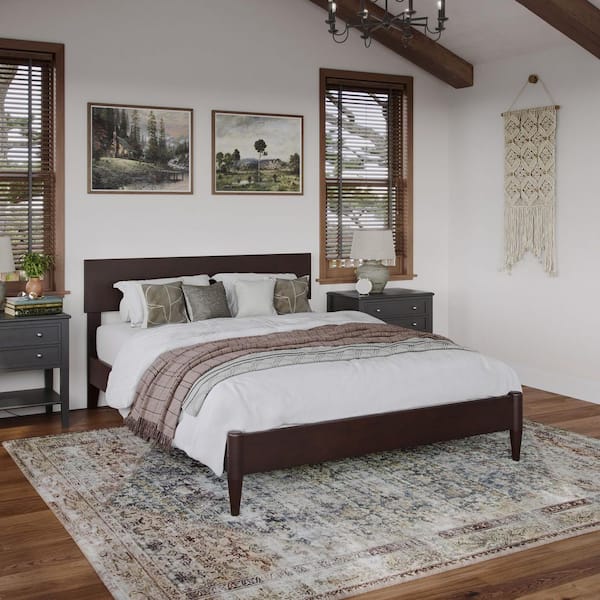AFI Aria Brown Solid Wood Frame Full Modern Low Profile Platform Bed