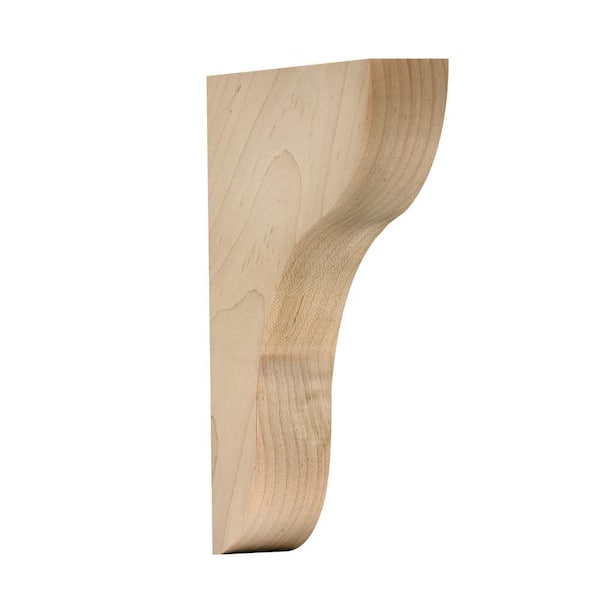 Basic Bracket with Mounting Hardware - 10 in. x 8 in. x 1.75 in. - Machined Unfinished Maple - DIY Home Shelving Decor