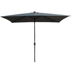 10 ft. x 6.5 ft. Metal Market Solar Tilt Patio Umbrella in Anthracite with Solar Led Lights and Crank