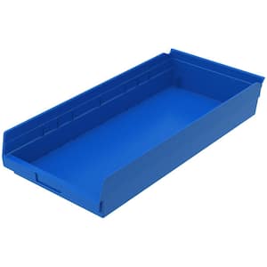 Shelf Bin 20 lbs. 23-5/8 in. x 11-1/8 in. x 4 in. Storage Tote in Blue with 2.5 Gal. Storage Capacity (6-Pack)