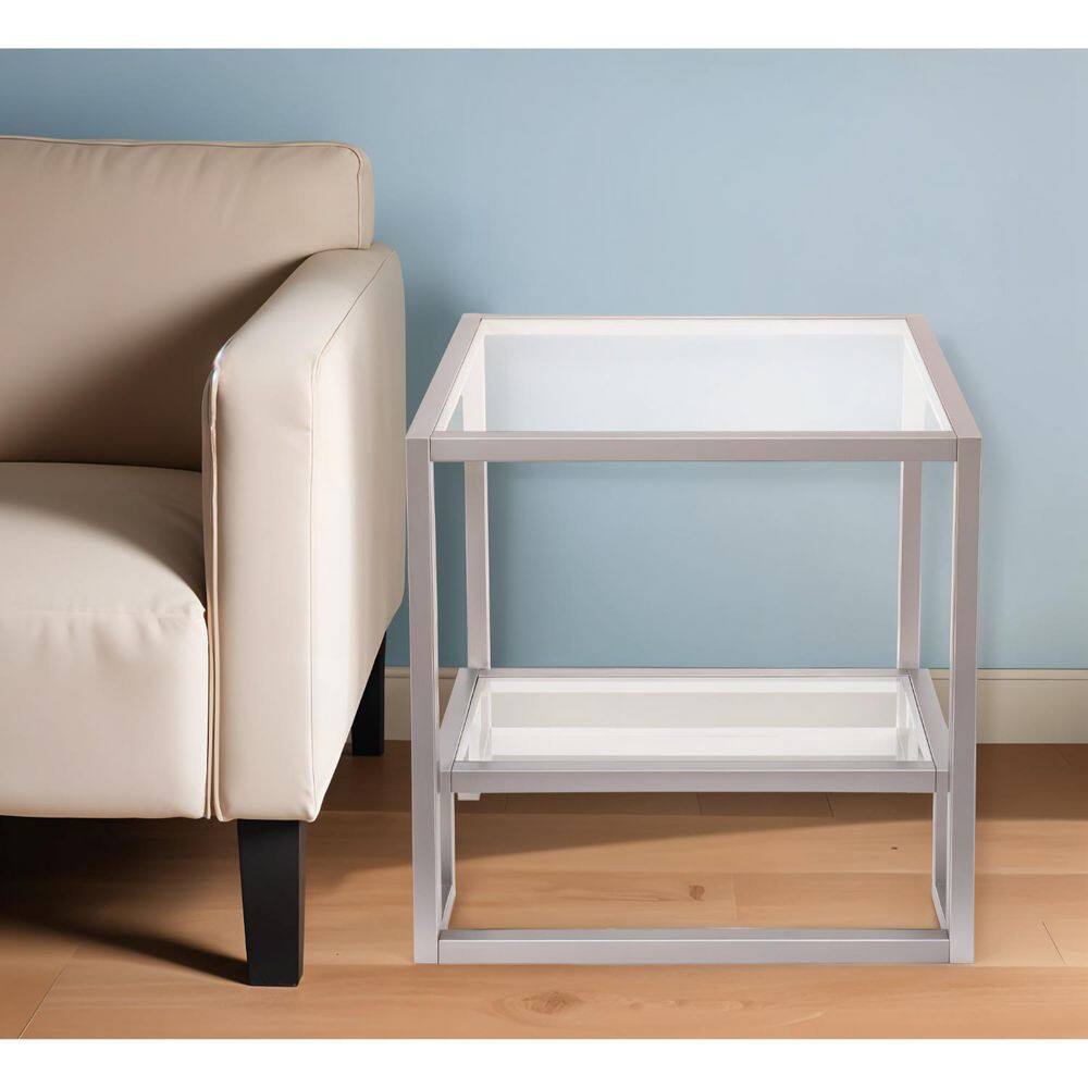 22 in. Nickel Square Glass End Table price history on PriceWatchPro