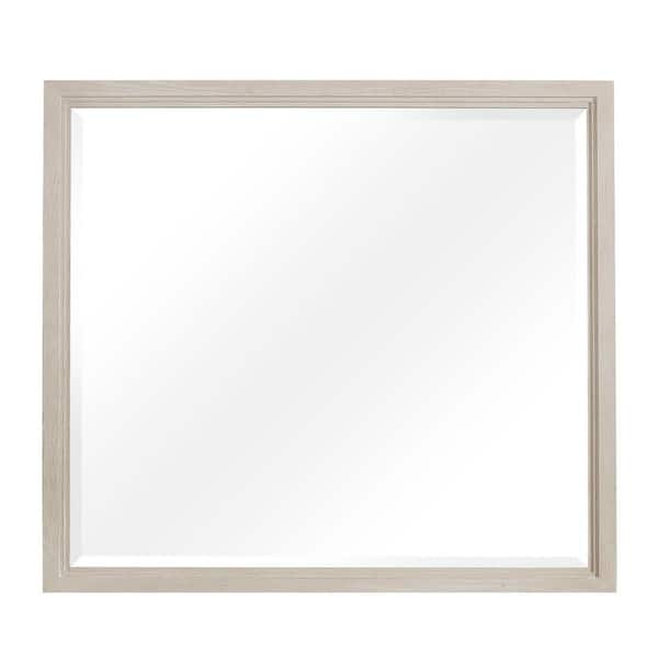 Alpine Furniture Bradley 40 in. W x 36 in. H Square Framed Dresser Mirror, Antique White