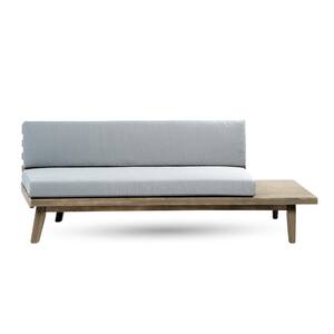Reginald Grey Wood Outdoor Right Sided Sofa with Gray Cushion