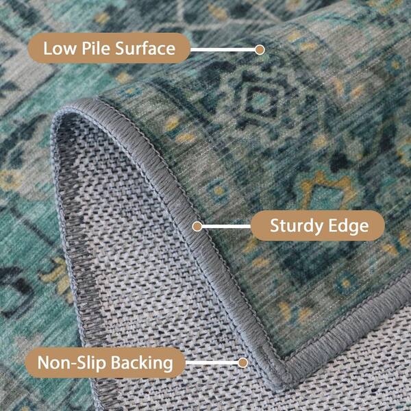 Limlok Medallion Dark Green 5 ft. x 7 ft. Persian Area Rug AR1005