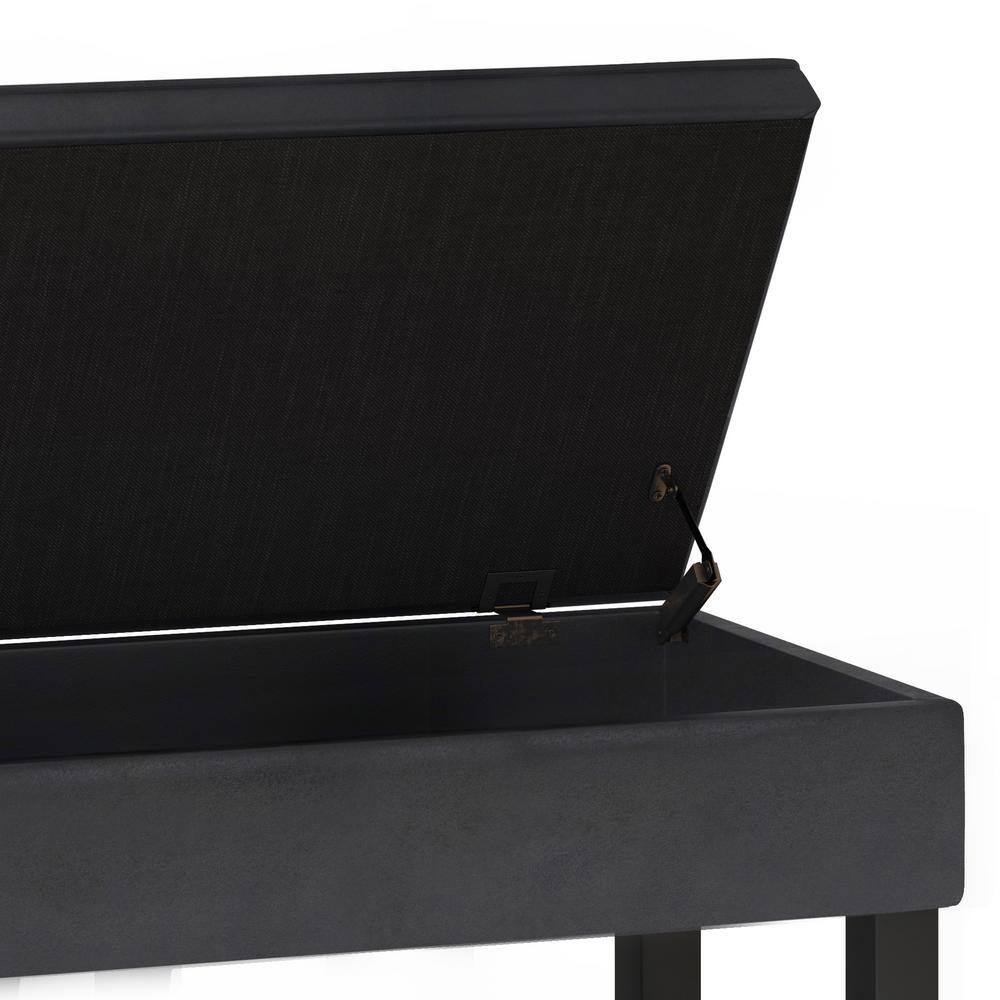 Cosmopolitan Distressed Black Tufted 44" Storage Ottoman Bench