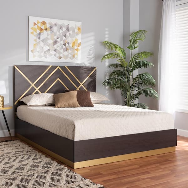 Amalia Black Fabric/Wood Queen Panel Bed by Crown Mark