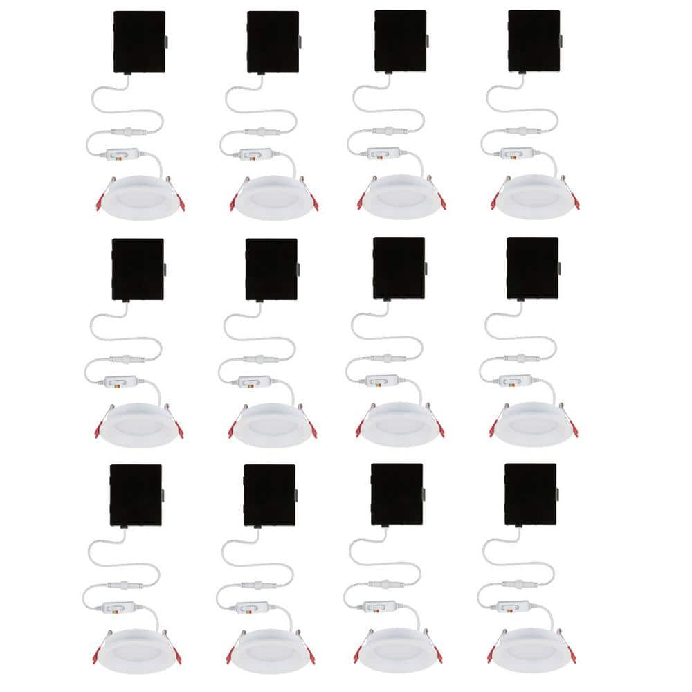 Commercial Electric Slim Baffle Integrated LED 4 in Round Adj Color Temp Canless Recessed Light for Kitchen Bath Living rooms, White 12-PK 91475-VB3 Sansujyuku sansujyuku.com