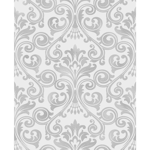 Fine Decor Wentworth Grey Damask Grey Wallpaper Sample