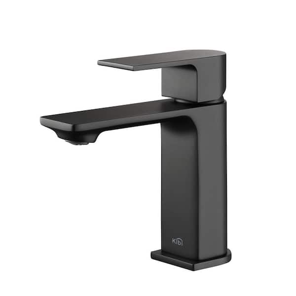 Single Handle Bathroom Sink Faucet Solid Brass Mid Arc Spout Durable Scratch-Resistant Faucet in Matte Black