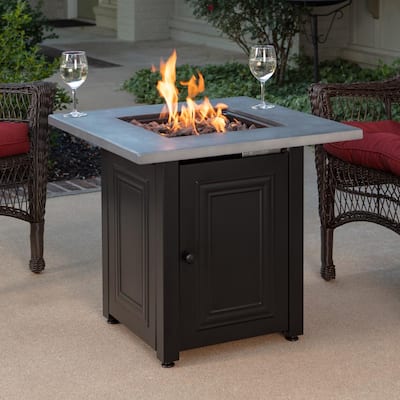 Black And Grey Square Fire Pits, Home Depot Fire Pit Tables