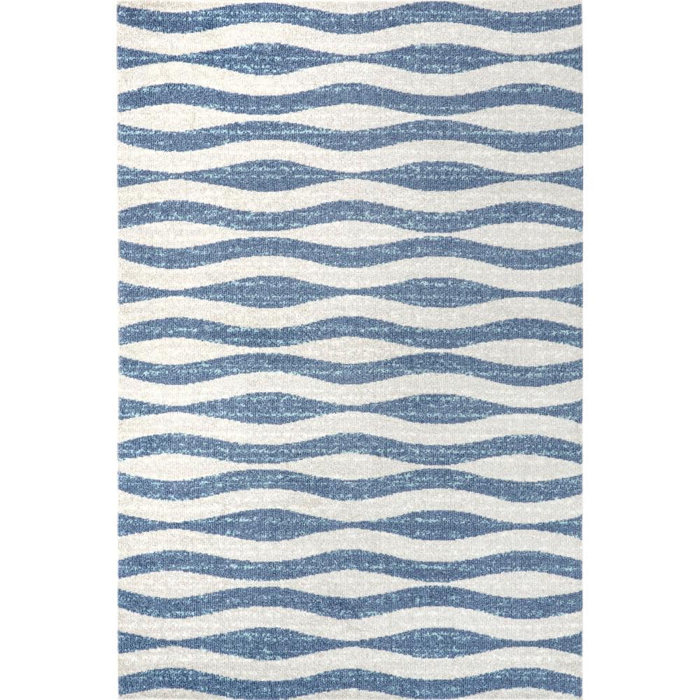 nuLOOM Tristan Contemporary Waves Blue 5 ft. x 8 ft. Area Rug BDSM02B