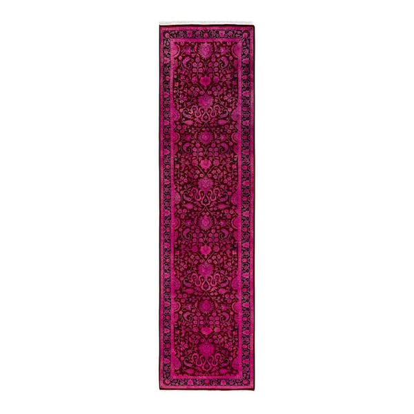Overdyed Pink 2 ft. 7 in. x 10 ft. 2 in. Wool Indoor Area Rug