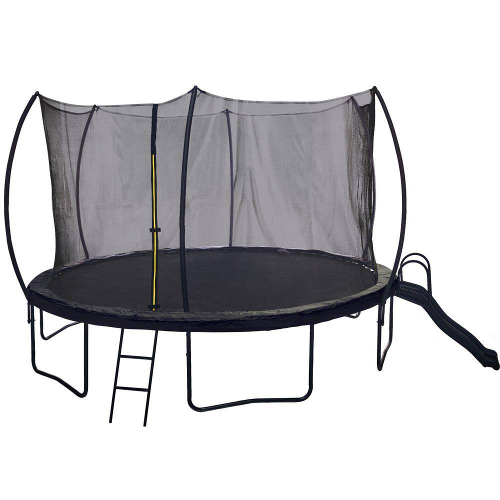 Miscool Anky 16 ft. Black Steel Trampolines with Slide, Outdoor Pumpkin ...