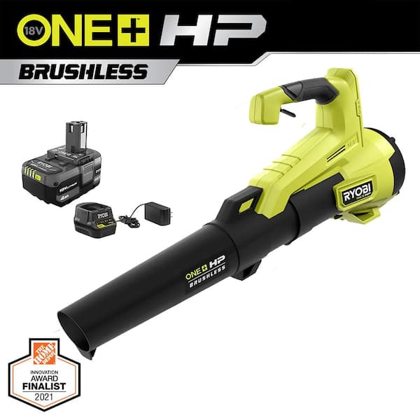 RYOBI ONE+ HP 18V Brushless 110 MPH 350 CFM Cordless Variable-Speed Jet Fan Leaf Blower w/ 4.0 Battery and Charger P21120 - The Home Depot