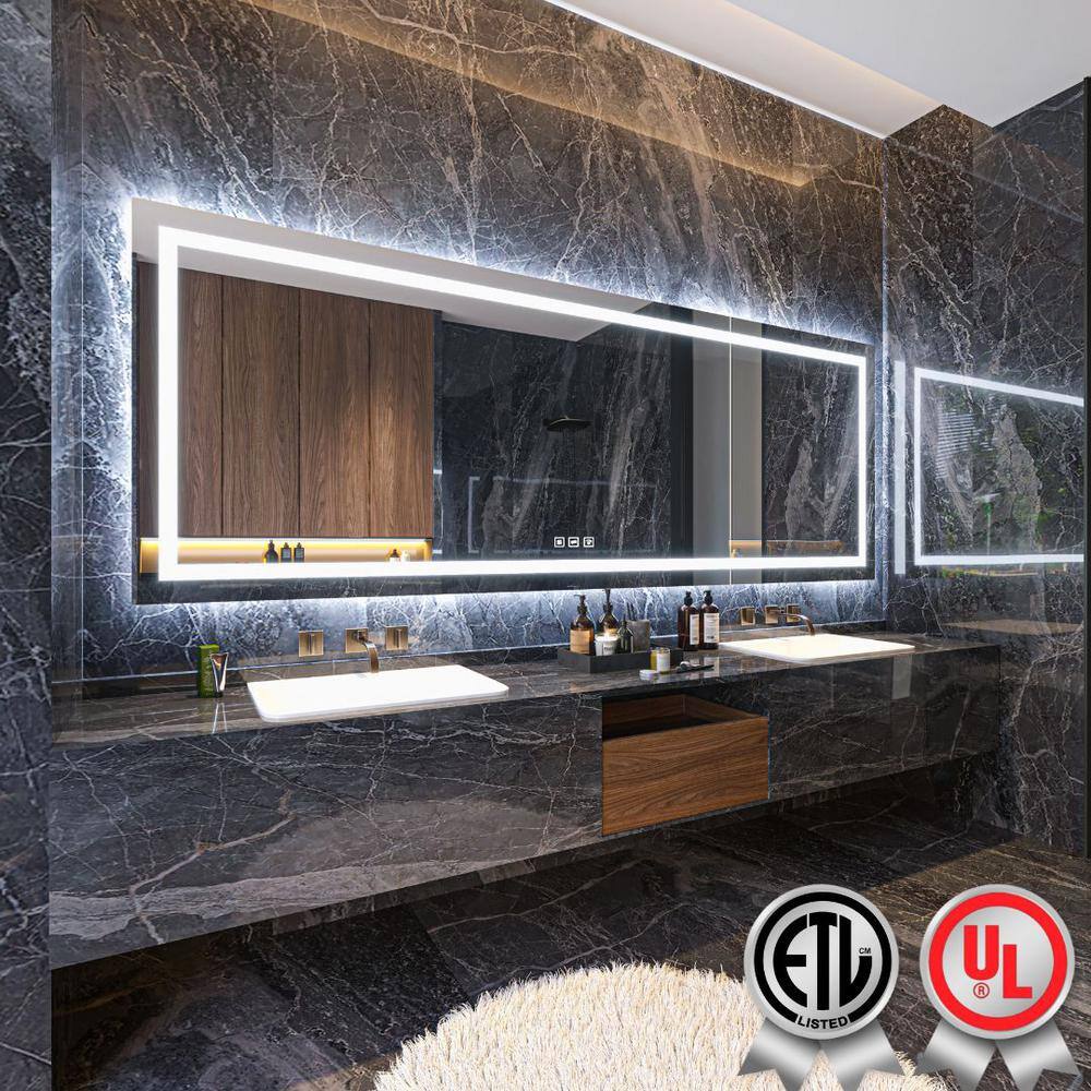 waterpar 110 in. W x 40 in. H Rectangular Frameless Wall Bathroom ...