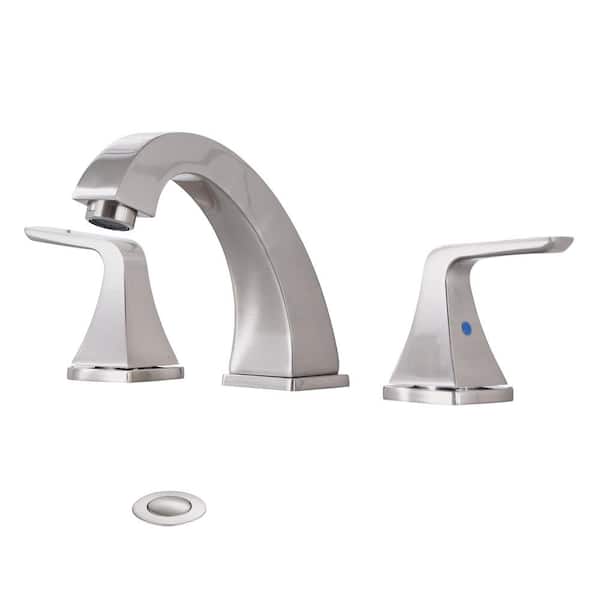 PROOX 8 in. Widespread 2-Handle Bathroom Faucet with Pop-Up Assembly in Brushed Nickel