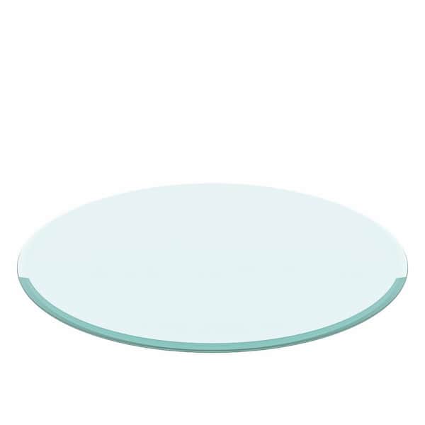 Angel Sar 24 in. Round 0.4 in. Thick Tempered Glass Tabletop with Beveled Polished Edge, Clear