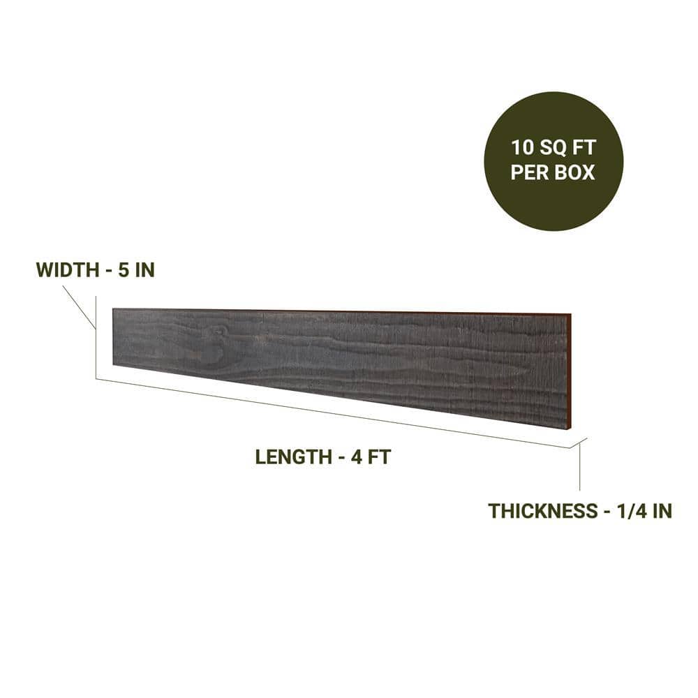 Ebony Pine 4 ft. Distressed Barn Wood Wall Planks (6-Pack)
