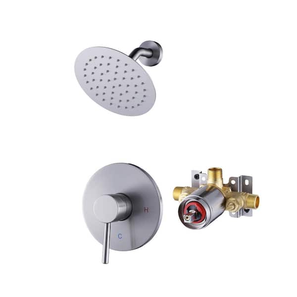 ARCORA Round 2-Spray Patterns with 1.6 GPM 8 in. Wall Mount Rain Fixed Shower Head in Brushed Nickel