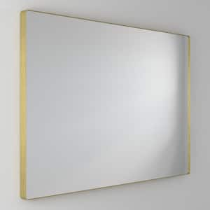 60 in. W x 40 in. H Large Rectangular Framed Wall Mounted Bathroom Vanity Mirror in Brushed Gold