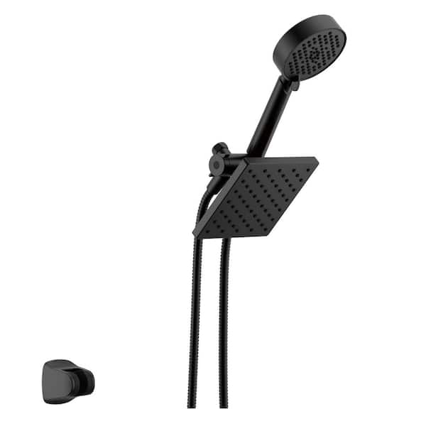 Modern 5-Spray Wall Mount Dual Fixed and Handheld Shower Head in Matte Black