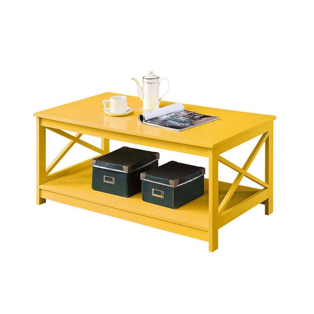 Oxford Yellow Rectangular Wood Coffee Table with Shelf