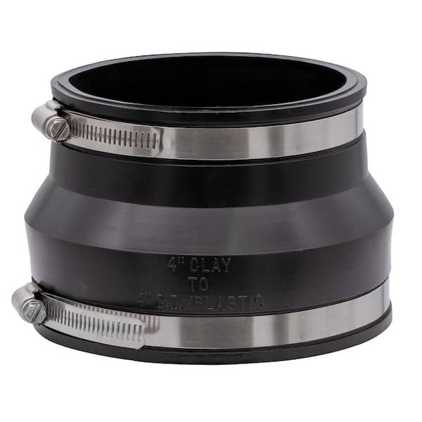 4 in. Clay x 4 in. DWV Flexible PVC Coupling Fittings & Connectors