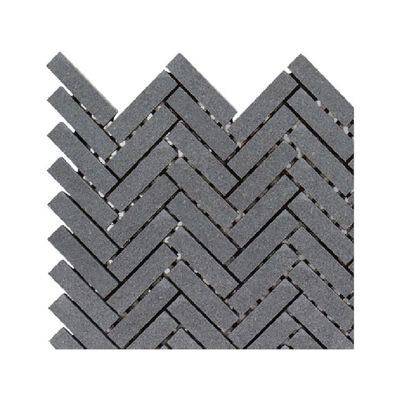 Take Home Tile Sample - Basalt Herringbone Gray 4.75 in. x 4.38 in. Honed Basalt Mosaic