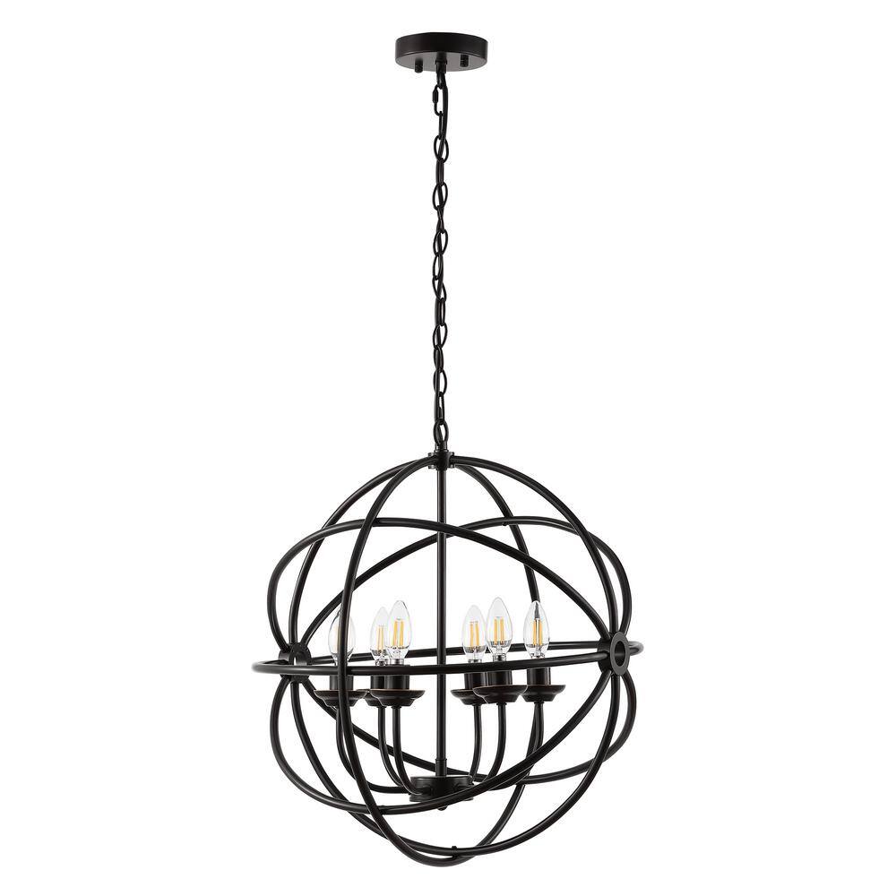 WINGBO 6Light Old Bronze Chandelier with Metal Shade LEFX0501BZ