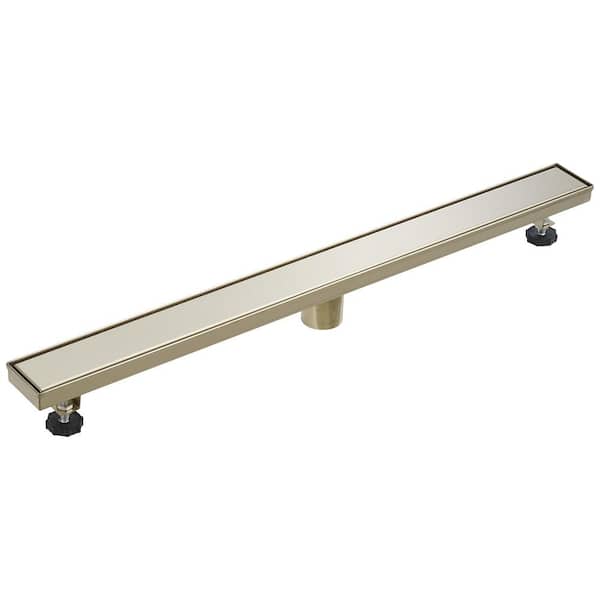 BWE 32 in. Stainless Steel Linear Shower Drain with Slot Pattern Drain Cover in Brushed Gold