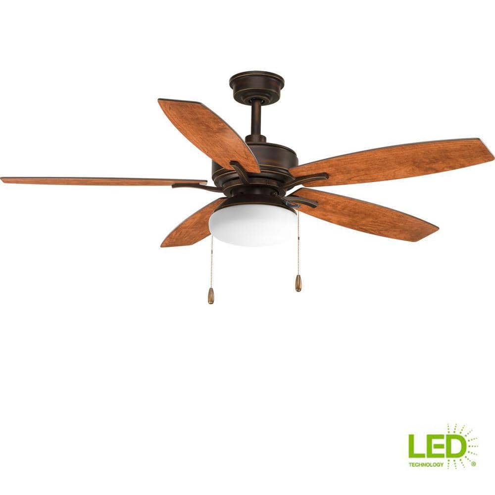 Antique Bronze 52" Ceiling Fan with LED Light and Reversible Blades