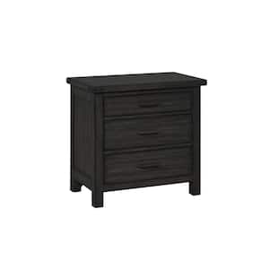 30.13 in. Gray 3-Drawers Wooden Nightstand