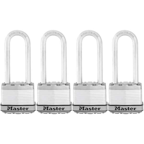 Master Lock Heavy Duty Outdoor Padlock with Key, 1-3/4 in. Wide, 2-1/2 in. Shackle, 4 Pack