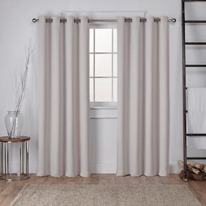 Silver Sateen Solid 52 in. W x 84 in. L Noise Cancelling Thermal Grommet Blackout Curtain (Set of 2)
