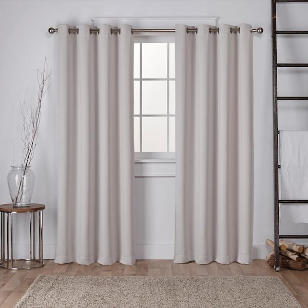 EXCLUSIVE HOME Silver Sateen Solid 52 in. W x 84 in. L Noise Cancelling Thermal Grommet Blackout Curtain (Set of 2)