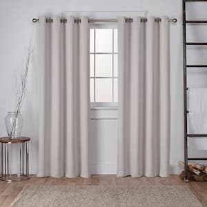 Silver Sateen Solid 52 in. W x 96 in. L Noise Cancelling Thermal Grommet Blackout Curtain (Set of 2)