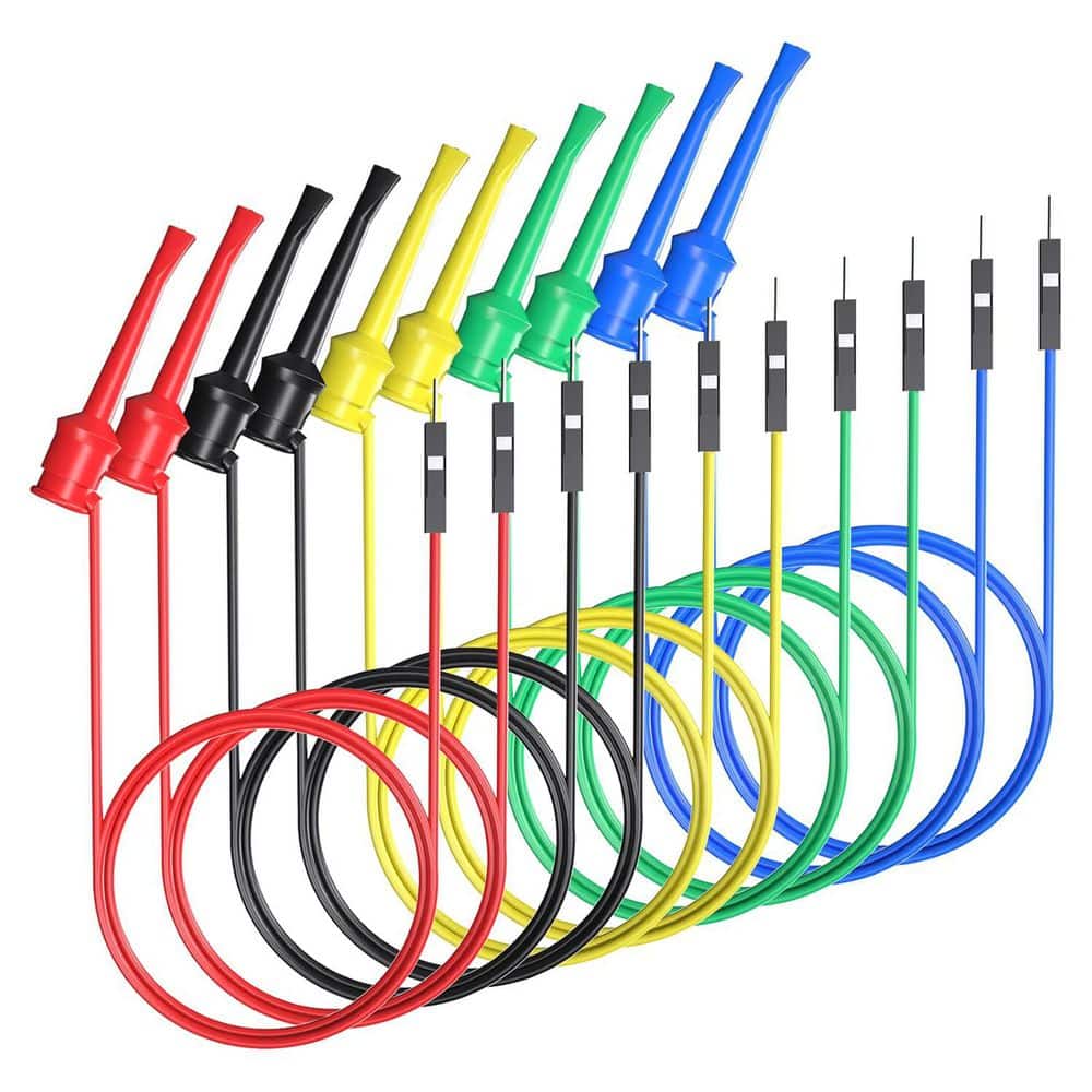 10-Piece Flexible Silicone Copper Test Leads 27. 2cm Hook Clips to Breadboard Male Jumper Wires Multicolor ( price history on PriceWatchPro
