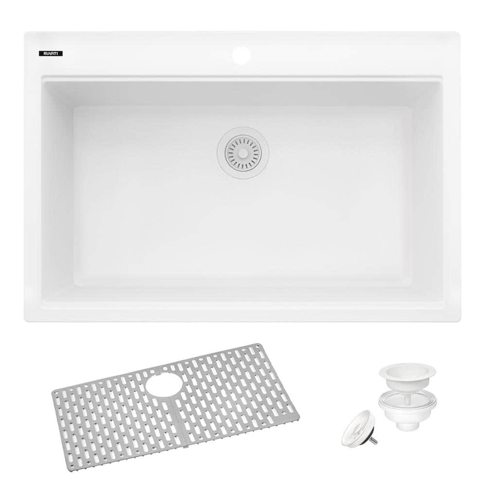Arctic White Granite Composite Single Bowl Kitchen Sink