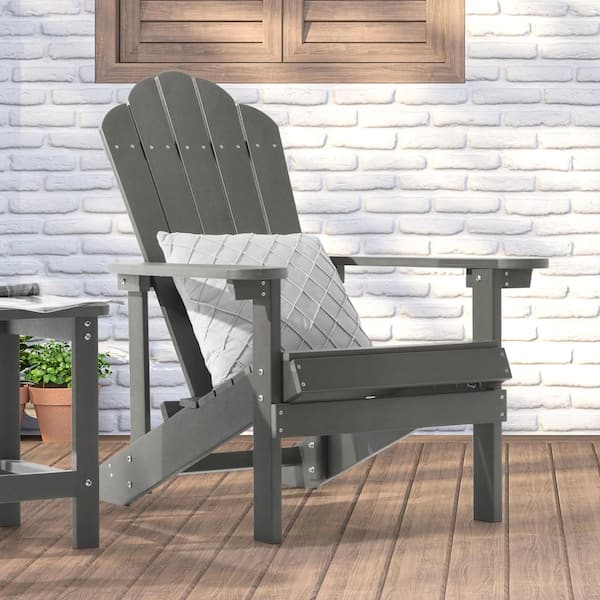 Sonkuki Charcoal Gray Weather Resistant Plastic Adirondack Chair