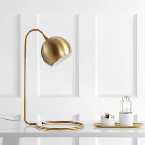 Bartolo 22 in. Brass Gold Arc Table Lamp with Gold Shade