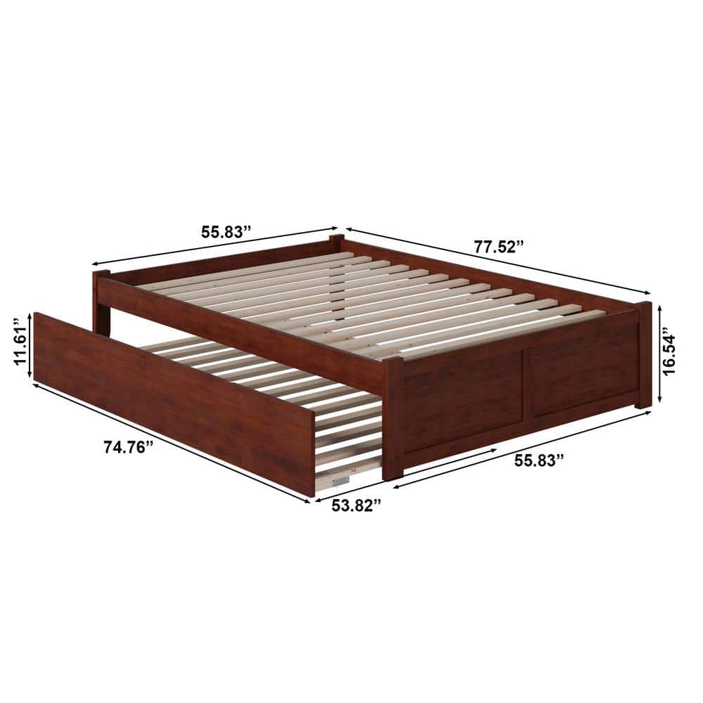 Concord Full Double Platform Bed with Trundle in Walnut