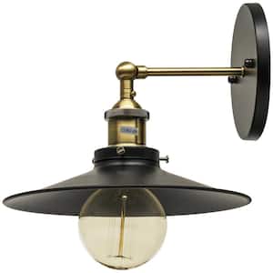 4.5 in. Antique Brass 2-Tone Canopy Style Wall Light Sconce
