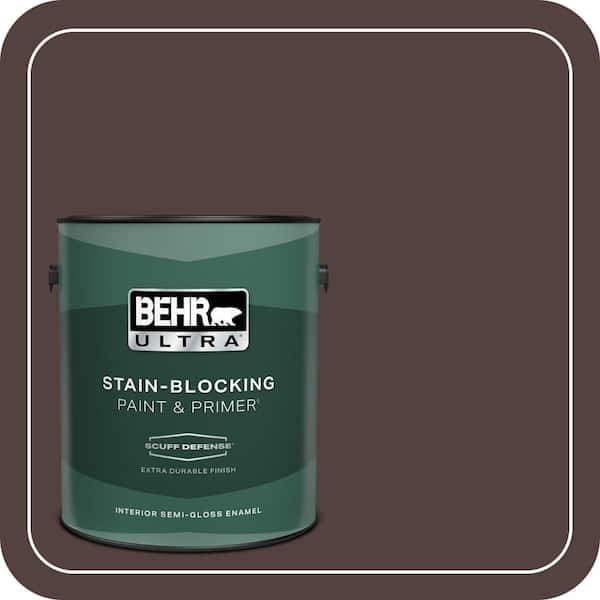 BEHR ULTRA 1 gal. #BNC-21 Double Espresso Extra Durable Semi-Gloss Enamel Interior Paint & Primer