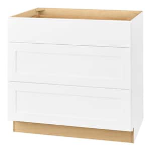 Avondale 36 in. W x 24 in. D x 34.5 in. H Ready to Assemble Plywood Shaker Drawer Base Kitchen Cabinet in Alpine White