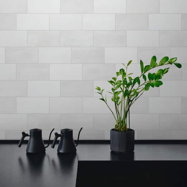sunwings Subway White 6 in. x 3 in. Peel and Stick Backsplash