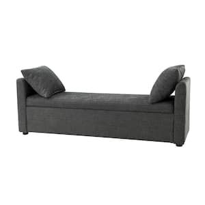 Felipe Wide Charcoal Storage Bench with Plastic Legs 59.4 in.