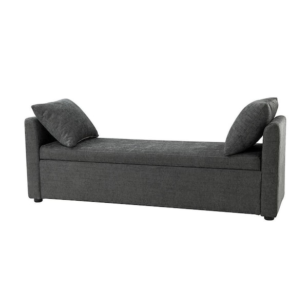 ARTFUL LIVING DESIGN Felipe Wide Charcoal Storage Bench with Plastic Legs 59.4 in.